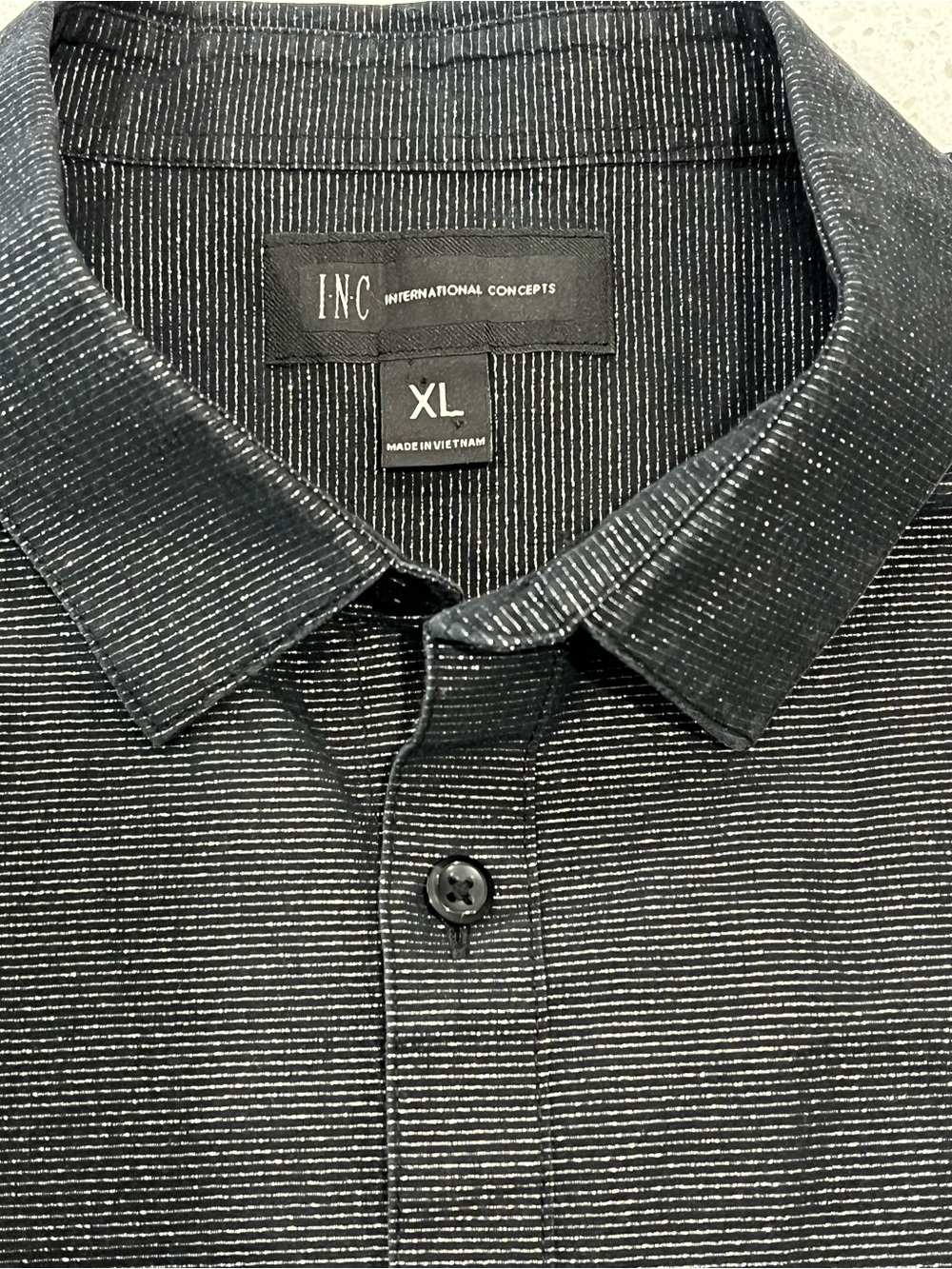 Men’s INC Black Special Occasion Shirt W/ Subtle Silver Metallic Threads Size XL - Picture 3 of 7